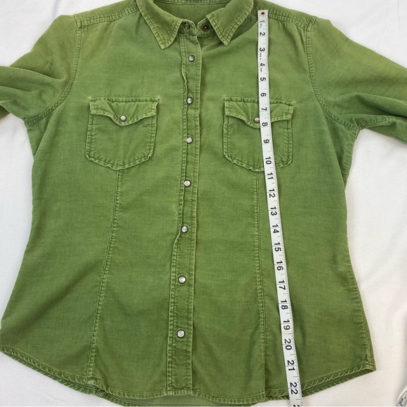 J.CREW Corduroy Pearl Snap Button Up Green Vintage Y2K Shirt Top - Picture 8 of 10